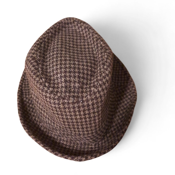 Classic Brown Houndstooth Fedora for Men - Picture 2 of 4